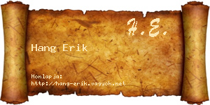 Hang Erik névjegykártya